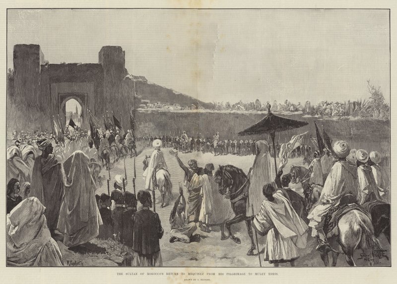 Sultanen av Marokkos retur til Mequinez fra pilegrimsreisen til Muley Edris av Gabriel Nicolet
