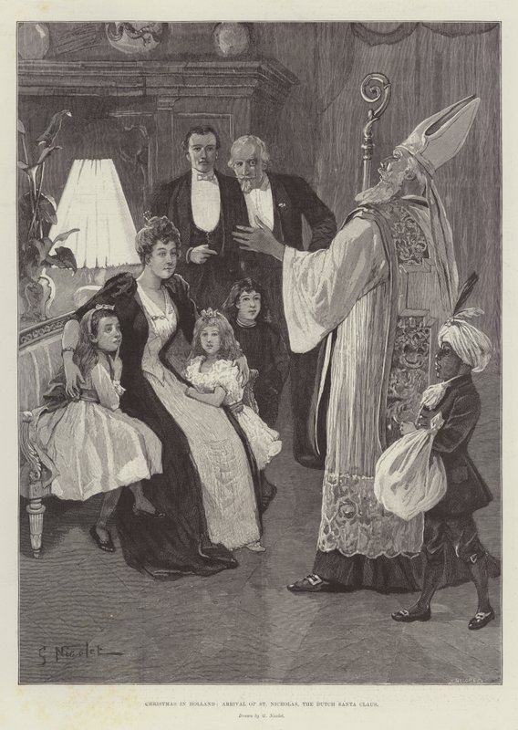 Jul i Holland, ankomst til St Nicholas, den nederlandske julenissen av Gabriel Nicolet