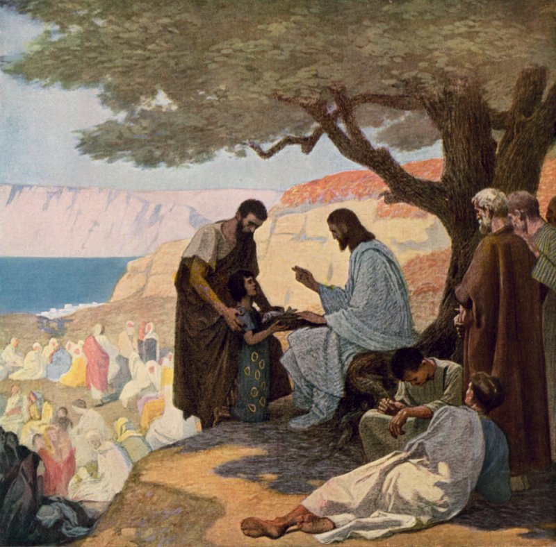 Jesus og mirakelet med matingen av mengden av Gebhard Fugel