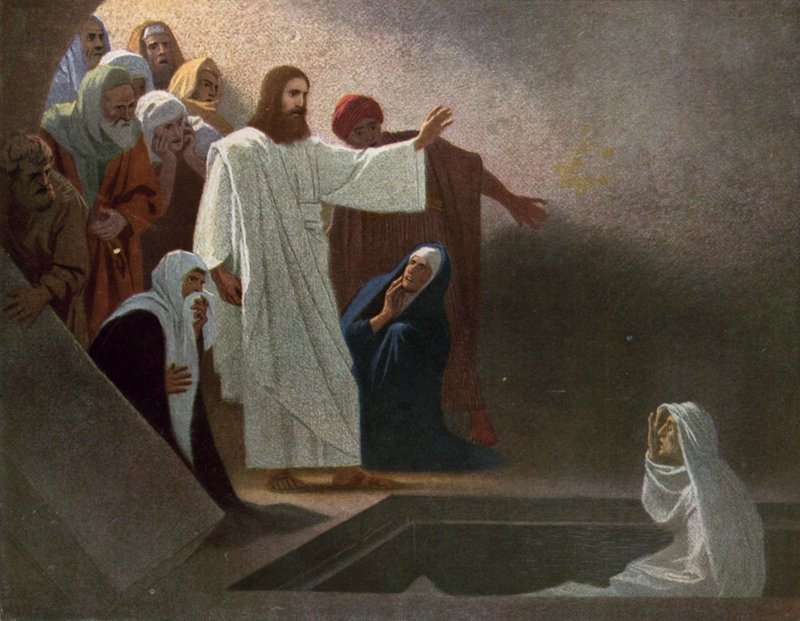 Jesus vekker Lasarus opp fra de døde av Gebhard Fugel