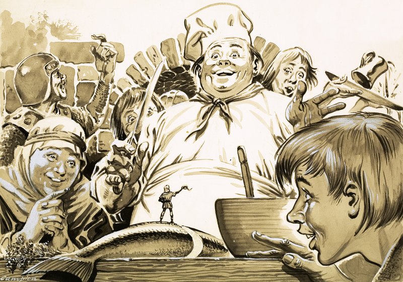 Illustrasjon fra «Tommelise» av brødrene Grimm av Geoff Campion