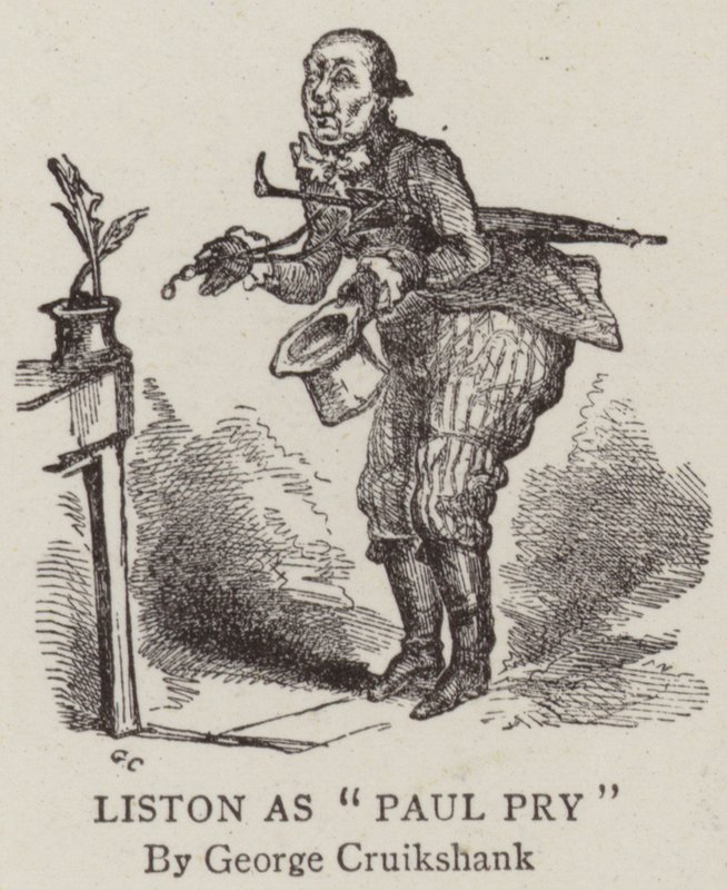 Liston som Paul Pry av George Cruikshank
