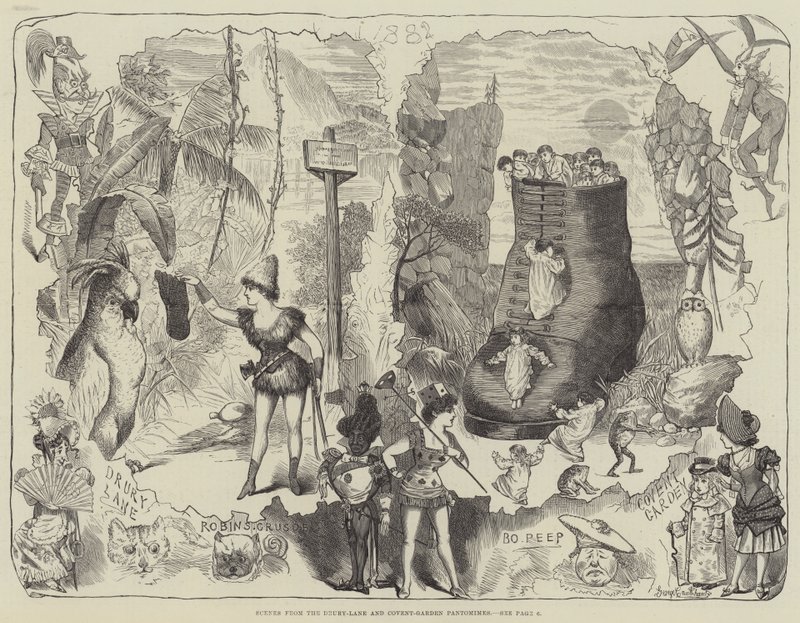 Scener fra Drury-Lane og Covent-Garden Pantomimes av George Cruikshank