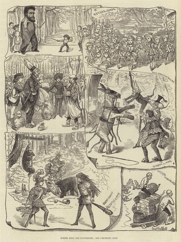 Scener fra Pantomimes av George Cruikshank