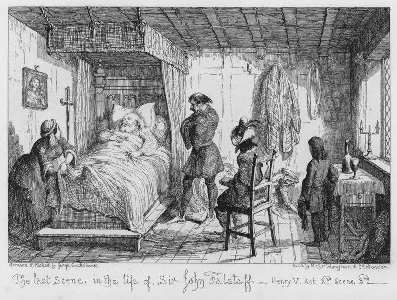Den siste scenen, i livet til Sir John Falstaff av George Cruikshank
