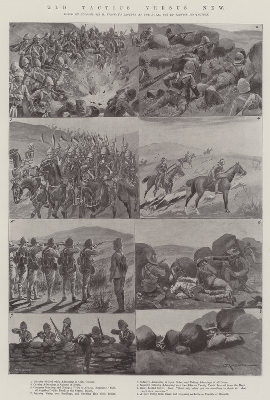 Gammel taktikk kontra ny av George Derville Rowlandson