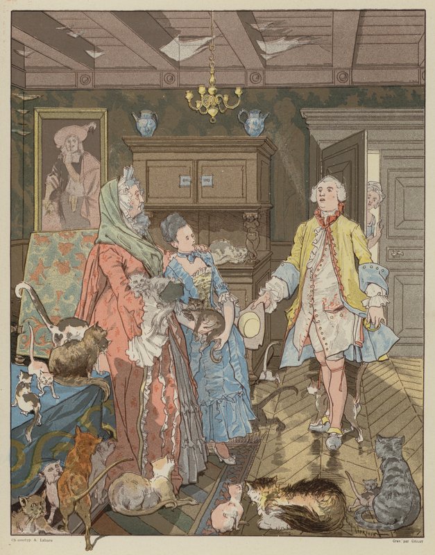 Scene fra La Dame de Gai-Fredon, av Quatrelles (Ernest LEpine) av George Frederick after Folingsby