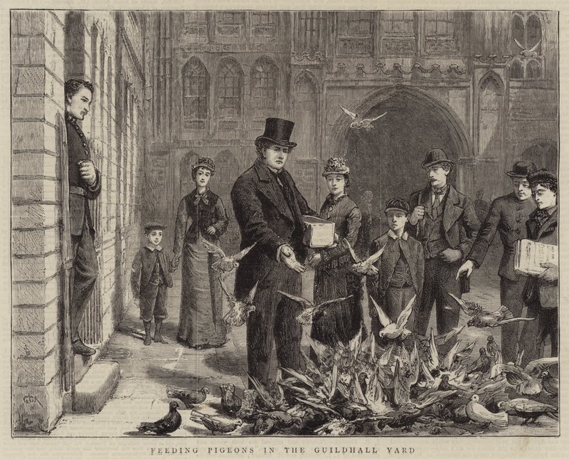 Mating av duer i Guildhall Yard av George Goodwin Kilburne