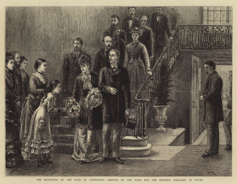 Trolovelsen til hertugen av Connaught, ankomst av hertugen og prinsesse Margaret til Dover av George Goodwin Kilburne