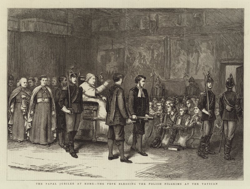 Det pavelige jubileet i Roma, paven velsignet de polske pilegrimene i Vatikanet av George Goodwin Kilburne