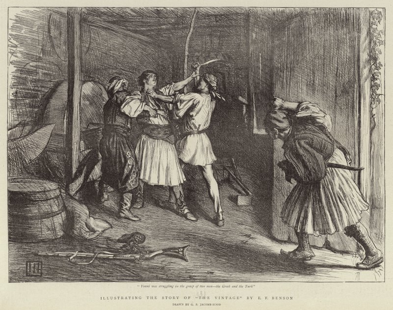 Illustrerer historien om årgangen av E F Benson av George Percy Jacomb Hood