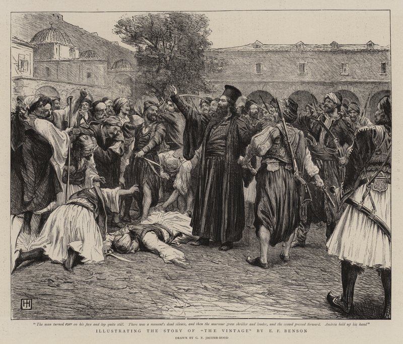Illustrerer historien om årgangen av E F Benson av George Percy Jacomb Hood