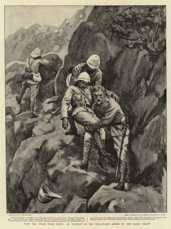 Med Tirah Field Force, en hendelse av bakvaktaksjonen i Bazardalen av George Percy Jacomb Hood