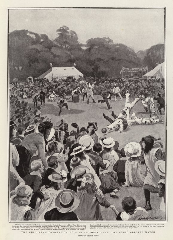 Barnas kroningsfest i Victoria Park, Comic Cricket Match av George Soper