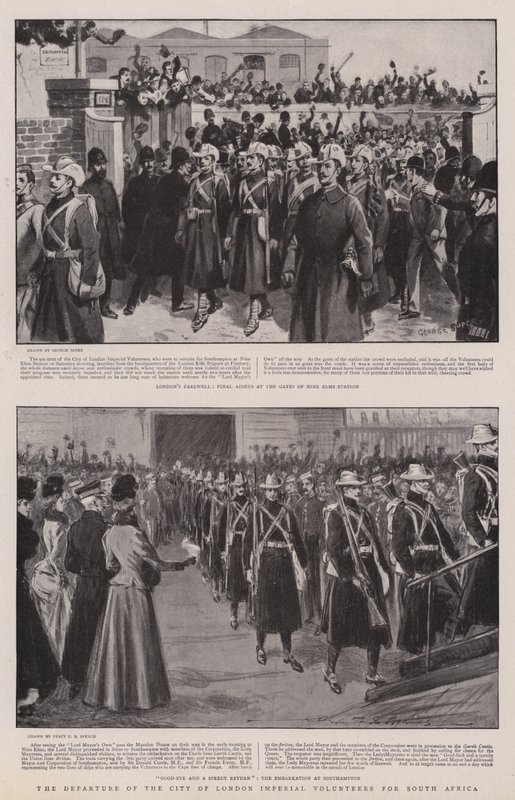 The Departure of the City of London Imperial Volunteers for Sør-Afrika av George Soper