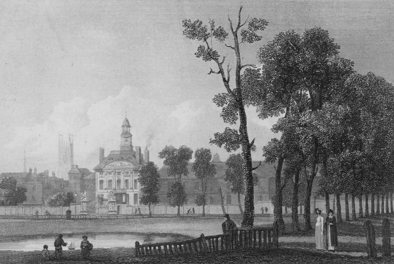 Bethlehem Hospital, slik det så ut i juni 1811, London (gravering) av George (after) Arnald