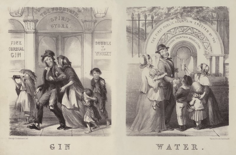 Gin og vann (gravering) av George (after) Cruikshank