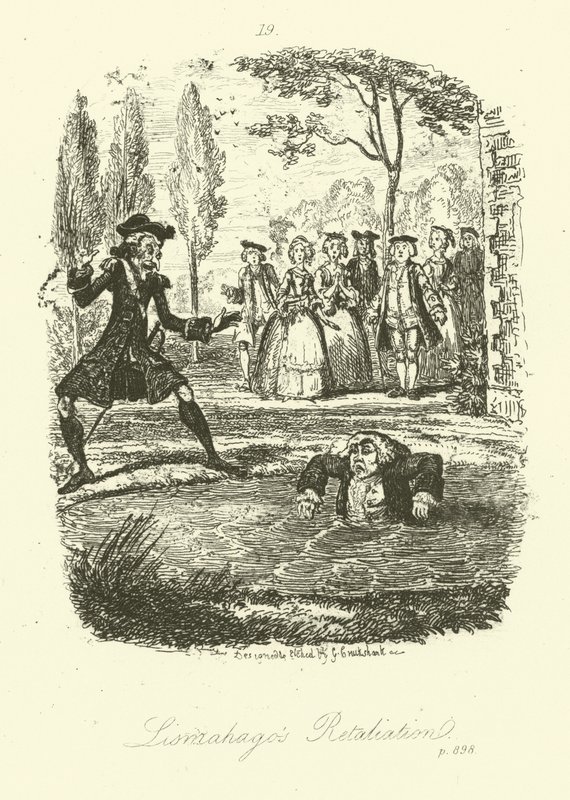 Illustrasjon for Humphry Clinker av Tobias Smollett (gravering) av George (after) Cruikshank