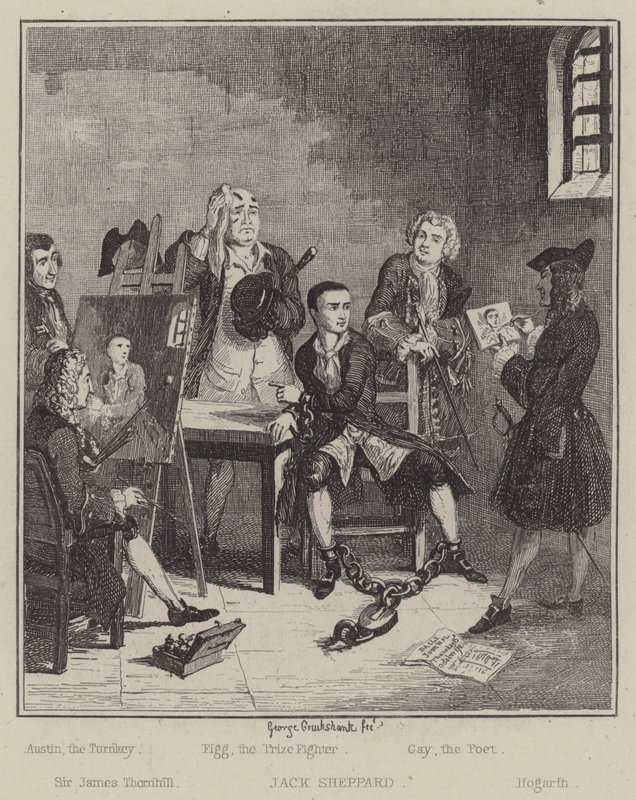 Illustrasjon for Jack Sheppard (gravering) av George (after) Cruikshank
