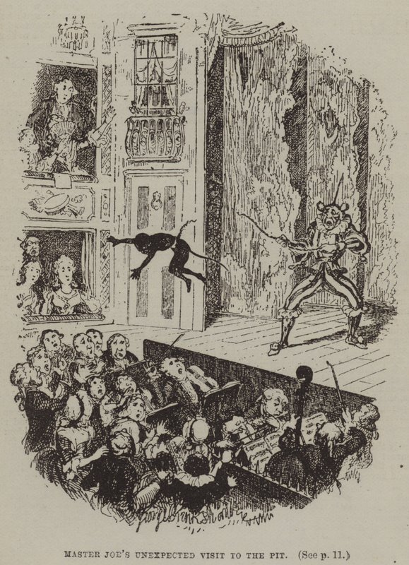 Mester Joes uventede besøk i gropen (gravering) av George (after) Cruikshank