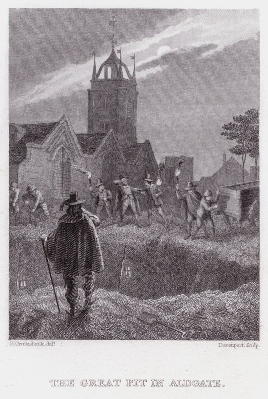 The Great Pit in Aldgate (gravering) av George (after) Cruikshank