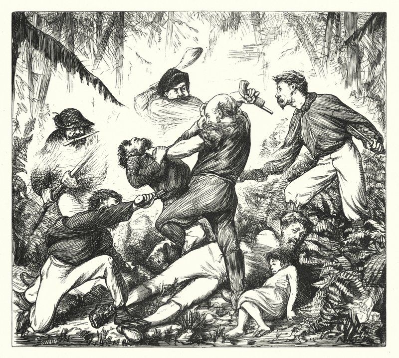 En rifleduell i Arkansas (gravering) av George (after) Du Maurier