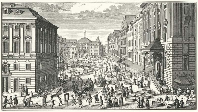 En utsikt over Wien i år 1725 (gravering) av George (after) Du Maurier
