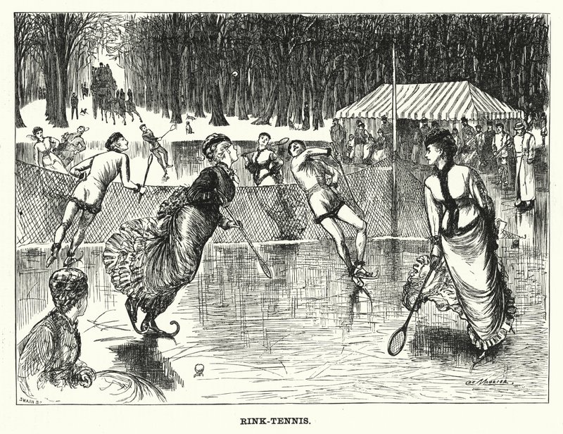 Punch tegneserie: Rink-Tennis (gravering) av George (after) Du Maurier