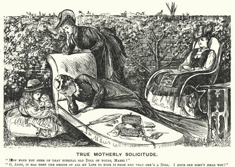 Punch tegneserie: True Motherly Solicitude (gravering) av George (after) Du Maurier