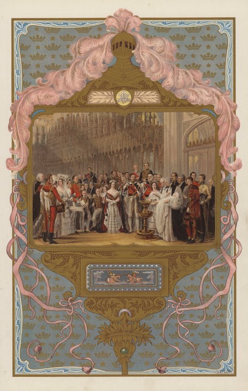 Dåpen til den fremtidige kong Edward VII (farge litho) av George (after) Hayter