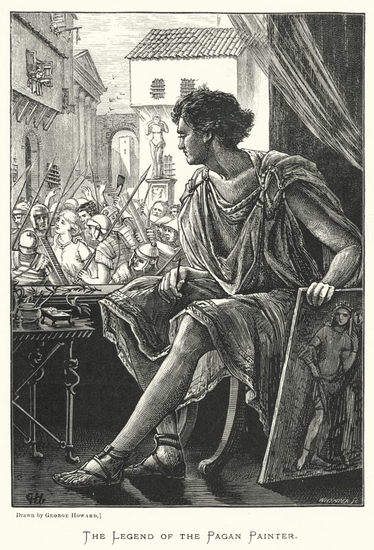 Legenden om den hedenske maleren (gravering) av George (after) Howard