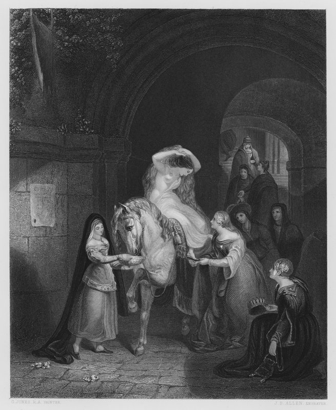 Lady Godiva, fra bildet i Vernon Gallery (gravering) av George (after) Jones