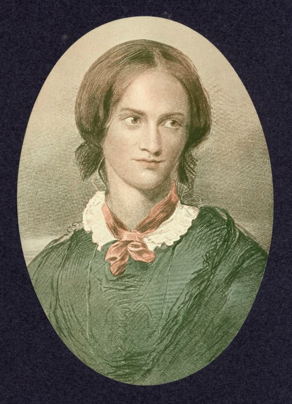 Charlotte Bronte , engelsk forfatter (farget gravering) av George (after) Richmond