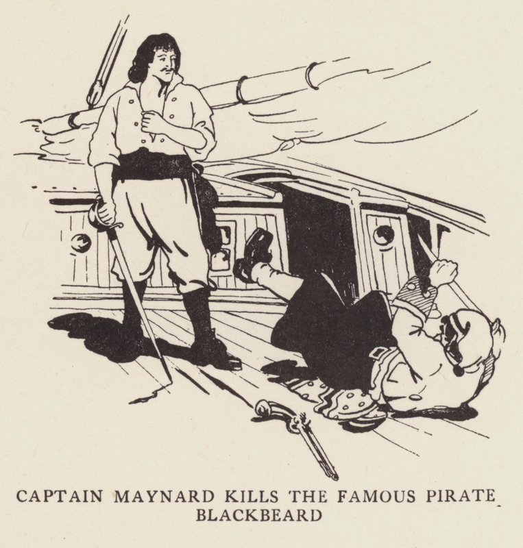 Kaptein Maynard dreper den berømte piraten Blackbeard av George Alfred Williams