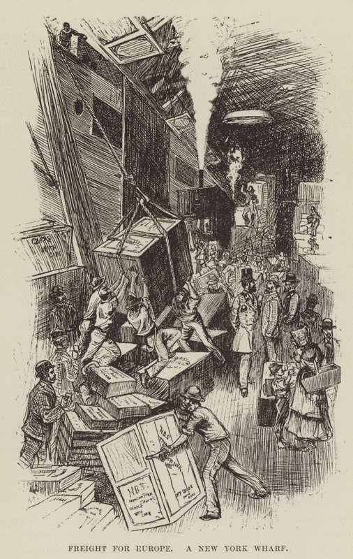Frakt for Europa, A New York Wharf av George Augustus Sala
