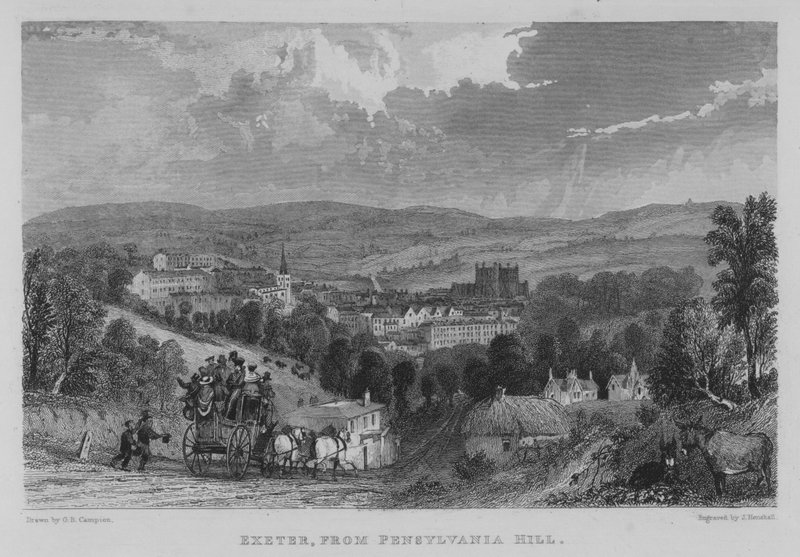 Exeter, fra Pensylvania Hill (gravering) av George Bryant Campion