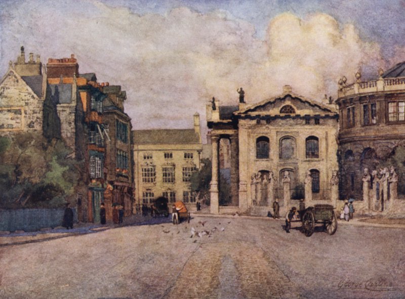Oxford: Broad Street (farge litho) av George Carline