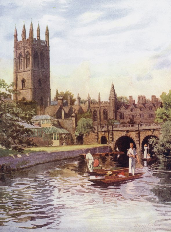 Oxford: Magdalen College og Bridge fra Cherwell av George Carline
