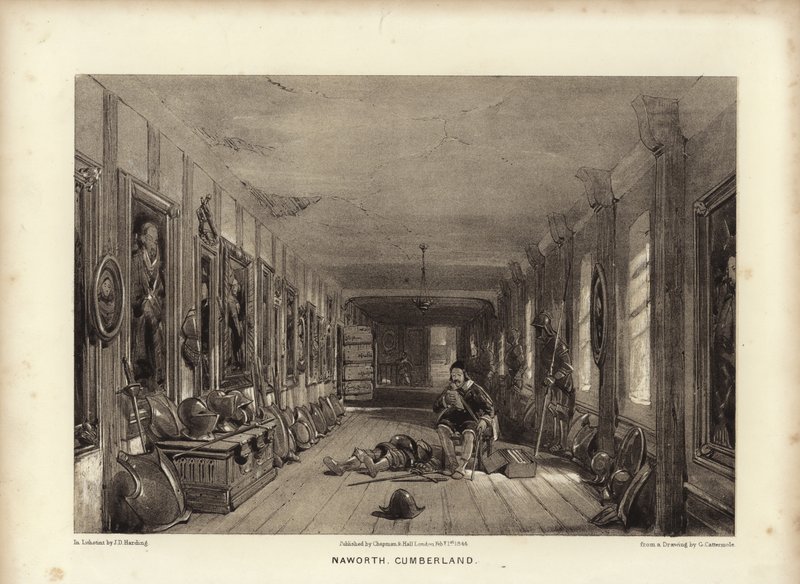 Naworth, Cumberland (lithotint) av George Cattermole