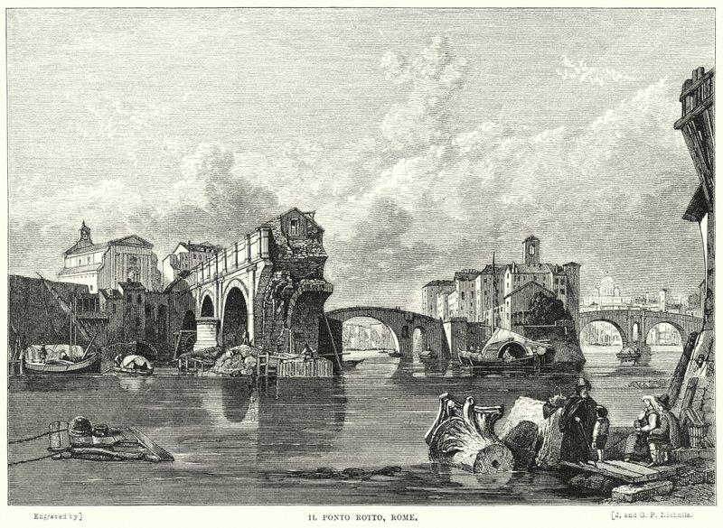 Il Ponto Rotto, Roma av George Clarkson after Stanfield