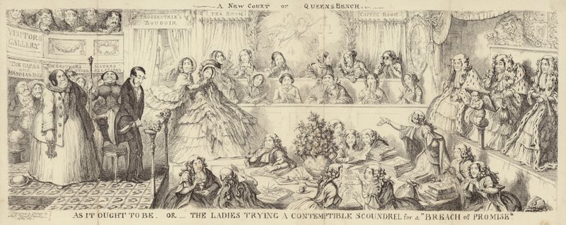 En satirisk tegneserie av Queens Bench av George Cruikshank