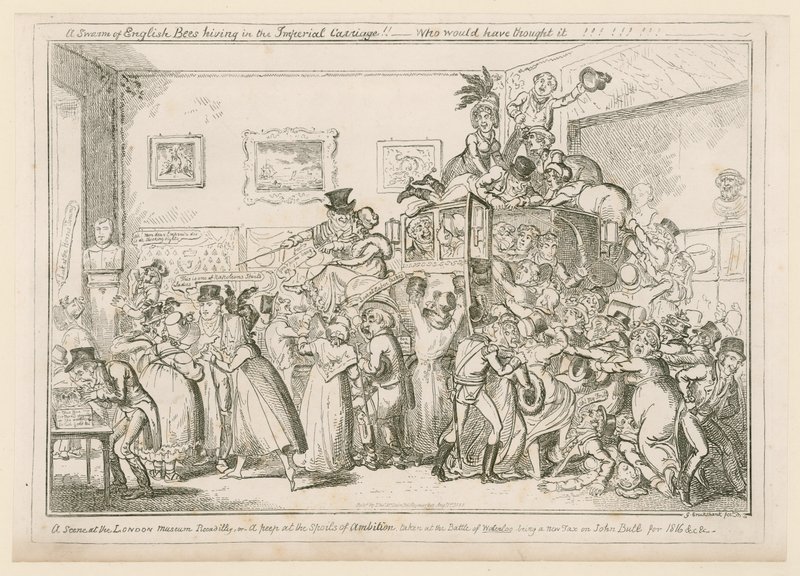 En scene på London Museum Piccadilly av George Cruikshank