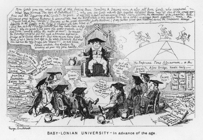 Baby-Lonian University, i forkant av alderen (gravering) av George Cruikshank