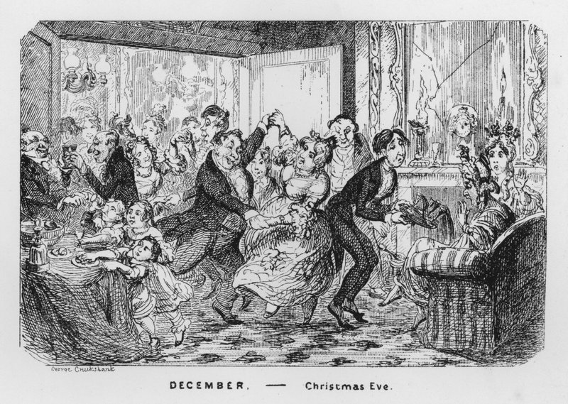 desember, julaften (gravering) av George Cruikshank