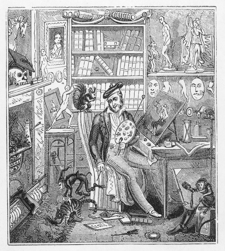 Frontispice-illustrasjon for Cruikshank at Home (gravering) av George Cruikshank