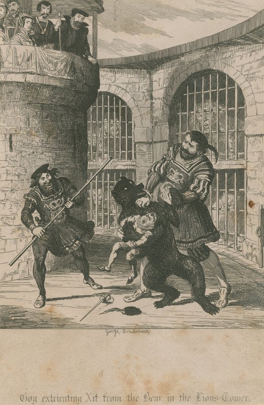 Gog fjerner Xit fra bjørnen i Lions Tower av George Cruikshank