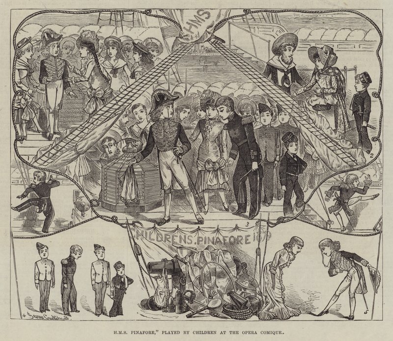 HMS Pinafore, spilt av Children at the Opera Comique av George Cruikshank