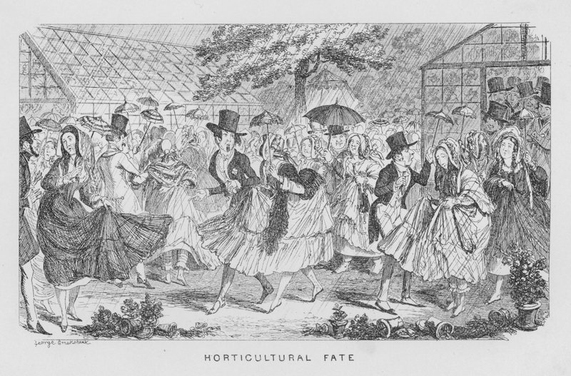 Horticultural Fate, dvs. regn på en fest av George Cruikshank