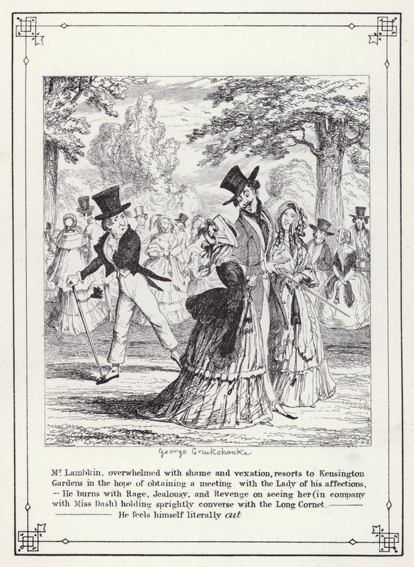 Illustrasjon for The Bachelor's Own Book, eller The Progress of Mr Lambkin (Gent) (gravering) av George Cruikshank