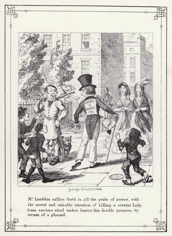 Illustrasjon for The Bachelor's Own Book, eller The Progress of Mr Lambkin (Gent) (gravering) av George Cruikshank